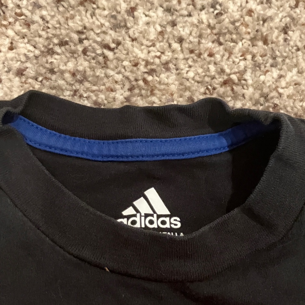 adidas Black Tee with Red and Blue Logo Block. Size 4 - Picture 4 of 5